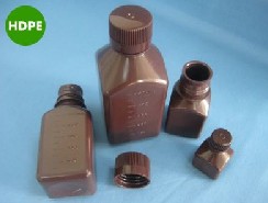 50ml螺纹口盖棕色小口塑料方瓶（HDPE材质