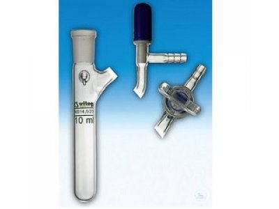 COLLECTING FLASKS, ACC. TO SCHLENCK,  ROUND BOTTOM,  WITH VALVE STOPCOCK, WITH PTFE-NEEDLE VALVE AS