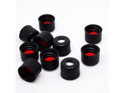黑色8-425开孔螺纹盖，含红色PTFE/白色硅胶隔垫