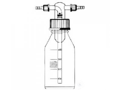 GAS WASHING BOTTLE, WITH SINTERED DISC, WITH GL 45,  SCREW THREAD CAP AND REMOVEABLE TUBE, POROSITY