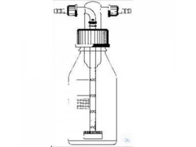 HEAD FOR GAS WASHING BOTTLES,  WITH 2 SCREW-THREADS GL 14,  DRECHSEL WITH SINTERED DISC P1