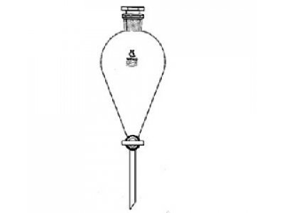 SEPARATORY FUNNEL, 50 ML,  CONICAL, UNGRAD., AMBERIZED BOROS. GLASS,  SOLID ST-STOPCOCK PLUG, BORE  2.5 MM, ST-PE STOP. ST 19/26  PACK. = 2 PCS.