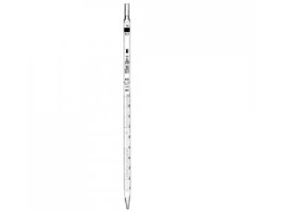 Grad. pipette, 10:0,1 ml, class AS, 0-point in the tip,  acc. to DIN EN ISO 385, for complete swift delivery,   conformity certified, waiting time 5 s., DIFFICO brown,   color-code orange  P