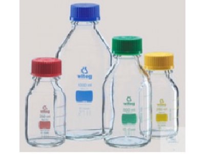 LABORATORY BOTTLES, 1000 ML,  GL 45, WITH SCREW CAP AND RING,  BOROSILICATE-GLASS 3.3