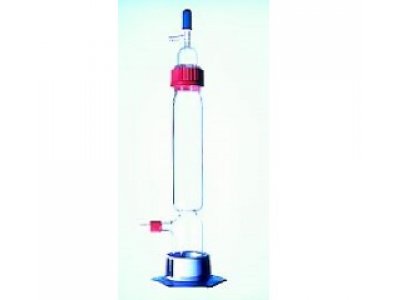 CALCIUM CLORIDE TOWER  BOROSILICATE GLASS  WITH THREAD CAP GL 45  NEEDLE VALVE STOPCOCK  STABLE FOOT