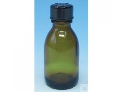 BOTTLES, NARROW NECK, WITH DIN-SCREW THREAD,  WITH SCREW CAP, 50 ML, AMBER GLASS