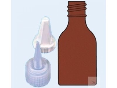 DROPPING BOTTLES, 100 ML,  WITH DROPPER AND TEAT,  SCREW THREAD GL 18; AMBER GLASS