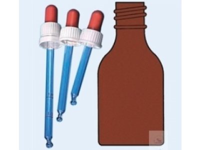 DROPPING BOTTLES, AMBER GLASS, WITH MONTUR,  SCREW THREAD GL 18, CAPACITY 50 ML