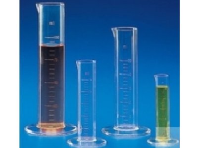 GRADUATED CYLINDERS,  LOW SHAPE, 500 ML, PMP,  CRYSTAL CLEAR,  PACK OF 4 PCS