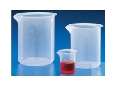 GRIFFIN BEAKER  25 ML, TRANSPARENT GRADUATED,  PP.WITH SPOUT, RAISED, PACK OF 20 PCS