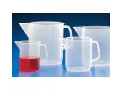 MEASURING BEAKERS, WITH HANDLE AND SPOUT  RAISED GRADUATED,CYLINDRICAL  500 ML