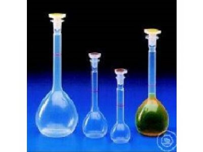 VOLUMETRIC FLASKS,  NARROW NECK,WITH RINGMARK  AND ST-STOPPER 14  100 ML, H 180 MM