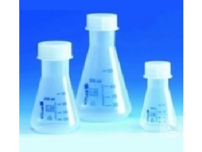 ERLENMEYER FLASKS,PP  WIDE MOUTH,TRANSPARENT,  WITH SCREW CAP,ST 19/26  250 ML