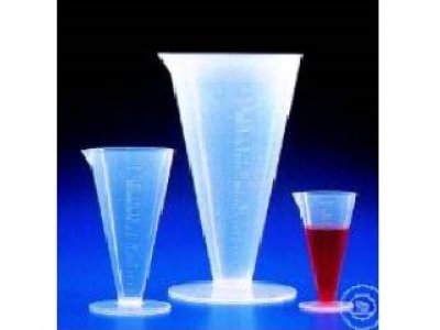 MEASURES CONICAL SHAPE  WITH ROUND BASE,  WITH SPOUT, WITHOUT HANDLE  GRADUATED,PP, DIN B  100:2 ML
