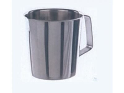 Measuring jug. 2000 ml, Height 145 mm, ?- 175 mm,  graduated, conical shape, with handle,  made of stainless steel,