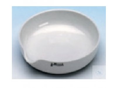 EVAPORATING DISHES, MADE OF PORCELAIN, 260 ML,  WITH SPOUT, FLAT BOTTOM, O. ? 125 MM, HEIGHT 25 MM