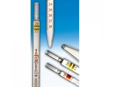 GRADUATED PIPETTES, CLASS DIN-B, 2,0:0,01 ML,  COMPLETE SWIFT DELIVERY, 0-POINT TOP, DIFFICO BROWN,  WITH MOUTH PIECE FOR COTTON PLUGGING