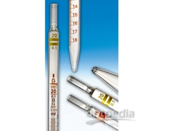 GRADUATED PIPETTES, DIN B, MEASURING, 0,1 ML : 0,001,   COLOR-CODE-2xGREEN, TO DIN 12696, ADJUST TO