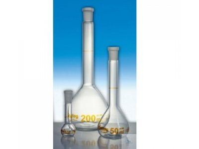 50ml A级透明玻璃容量瓶、棕标、PE顶塞、ST14/23
