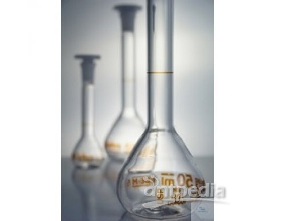 1000mL，容量瓶，USP级，透明，3.3玻璃，误差±0.30 mL，ST 24/25，PE顶塞，棕标，含证书