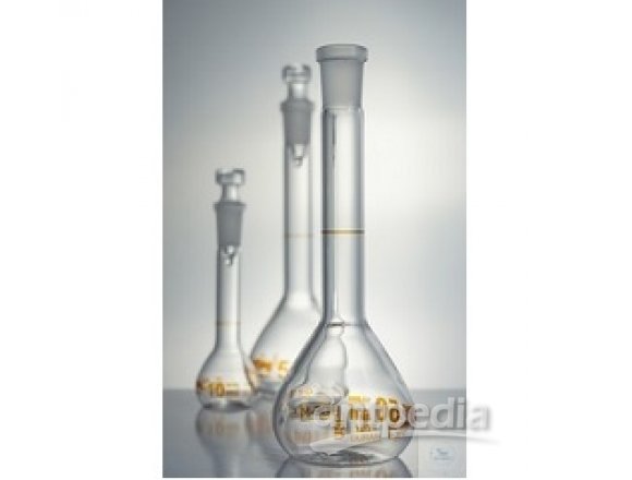 200mL，容量瓶，USP级，透明，3.3玻璃，误差±0.10 mL，ST 14/23，玻璃顶塞，棕标，含CNAS计量校准实验室资