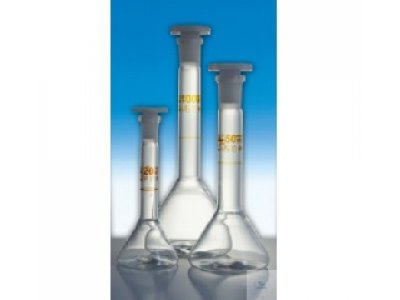 VOLUMETRIC FLASKS, TRAPEZOIDAL, WITH  ST-PE-STOPPER, DIN-A, CONF. CERT.,  50 ML, ST 14/23, DIFFICO B