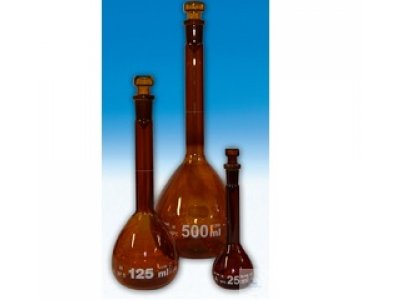 100ml A级 棕色玻璃容量瓶，玻璃材质顶塞，白标