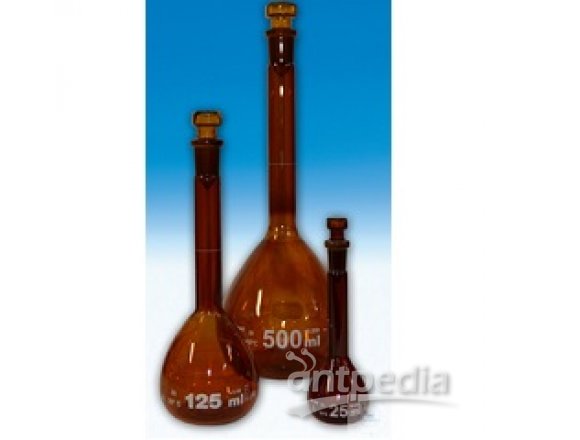 1000mL，容量瓶，USP级，棕色，3.3玻璃，误差±0.30 mL，ST 24/25，玻璃顶塞，白标，含CNAS计量校准实验室