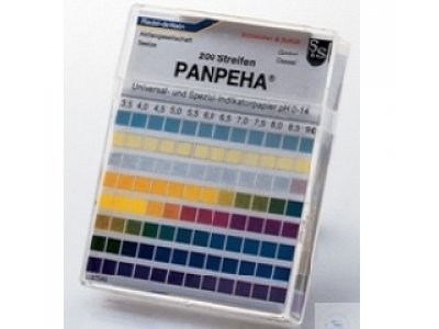 UNIVERSAL AND SPECIAL INDICATOR PAPER, pH 0-14,  1 PLASTIC BOX = 200 STRIPS 10X75MM