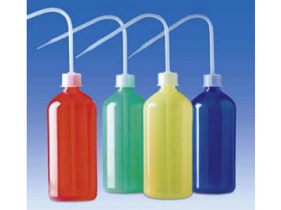 Wash-bottle, colour coded, PE-LD ,red, 250 ml