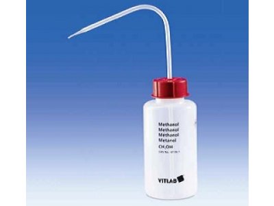VITsafe? Safety-Wash-Bottle, PE-LD, GL 45, wash-bottle cap, PP, Isopropanol, 500 ml