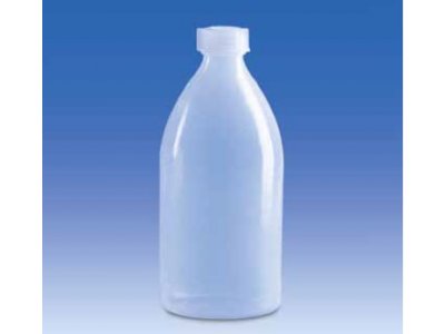 Narrow-mouth bottle, PE-LD, with screw cap, PE-LD, flat shoulder, 1000 ml
