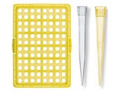 Pipette tips, PP, non-sterile, maxi,with graduation, yellow, 2 - 200 μl, 10 bags with 1000 tips