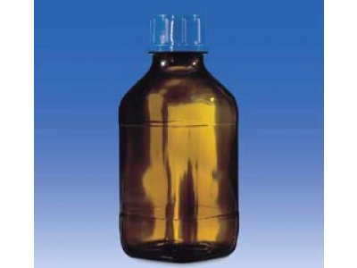 Bottle, amber glass, with synthetic coating, square, GL 45, 1000 ml