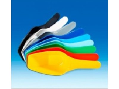 Set of Measuring scoops, 100ml, coloured, PP,white, red, grey, black, yellow, blue, green, bright bl