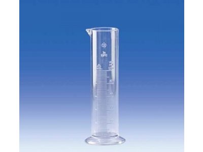 Graduated cylinder, SAN, class B, short form, moulded scale, 100 ml