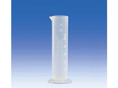 Graduated cylinder, PP, class B, short form, moulded scale, 50 ml