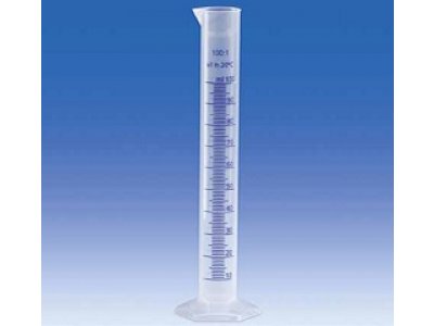 Graduated cylinder, PP, class B, tall form, blue moulded scale, 25 ml