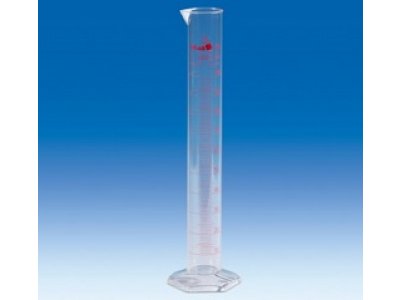 Volumetric cylinder, PMP, class A, CC,tall form, red printed scale, 100 ml