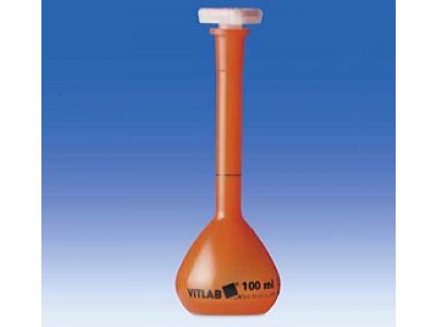 VITLAB 1000ml A级聚甲基戊烯棕色具塞容量瓶，A级证书，含校准证书
