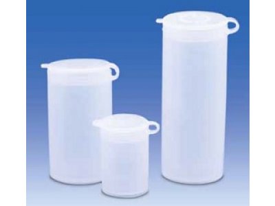 Sample container, PE-LD, with flush-fitting hinged lid, PE-LD, 50 ml