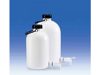 Storage bottle, PE-LD, narrow-mouth, with tap, 25 l