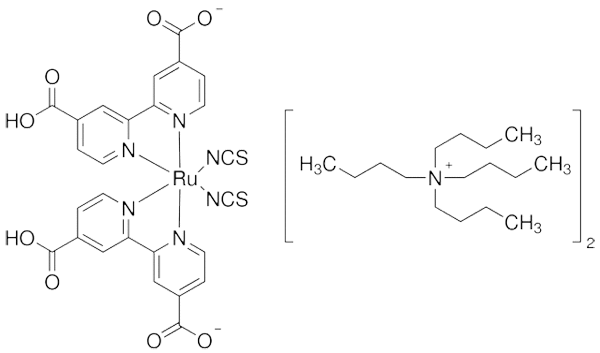 <em>二</em>-<em>四</em>丁铵顺式-双(异硫<em>氰</em><em>基</em>)双(2,2′-联吡啶-4,4′-<em>二</em>羧基)钌(II)，207347-46-4，90%（HPLC）
