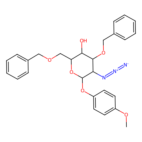 4-甲氧苯基-<em>2</em>-叠氮-<em>3</em>,6-二-<em>O</em>-苯基-<em>2</em>-脱氧-β-<em>D</em>-吡喃葡萄糖苷，1272755-25-5，98%