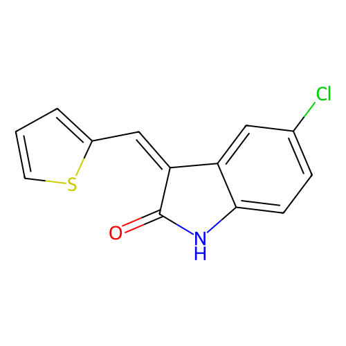 5-氯-3-（噻吩-<em>2</em>-基<em>亚</em><em>甲基</em>）吲哚-<em>2</em>-酮，186611-<em>58</em>-5，98%