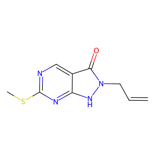 2-<em>烯</em><em>丙基</em>-6-(甲巯基)-<em>1</em>H-<em>吡唑</em>并[<em>3</em>,4-d]嘧啶-<em>3</em>(2H)-酮，955368-90-8，95%