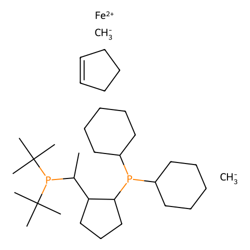 ( S )-1-[( RP )-<em>2</em>-（二环<em>己基</em>膦）二茂铁<em>基</em>] <em>乙基</em>二- 叔丁基膦，1246841-00-8，97%