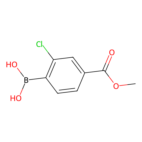2-氯-4-(<em>甲</em>氧基<em>羰基</em>)<em>苯</em><em>硼酸</em> (含不同量的酸酐)，603122-80-1，97%