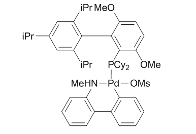 甲烷磺酸(2-二环己基膦-3,6-二甲氧基-2',4',6'-三异丙基-1,1'-联苯)(2'-甲胺基-1,1'-联苯-2-基)钯(II)，<em>1599466</em>-83-7，≥98%