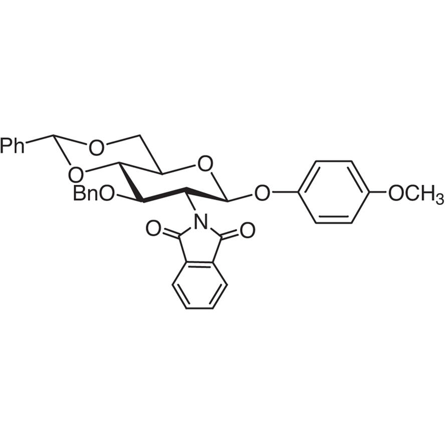 4-甲氧苯基-<em>3-O</em>-苄基-4,6-<em>O</em>-苯亚甲基-<em>2</em>-脱氧-<em>2</em>-苯二甲酰亚氨基-β-<em>D</em>-吡喃葡萄糖苷，129575-88-8，98.0%(HPLC)